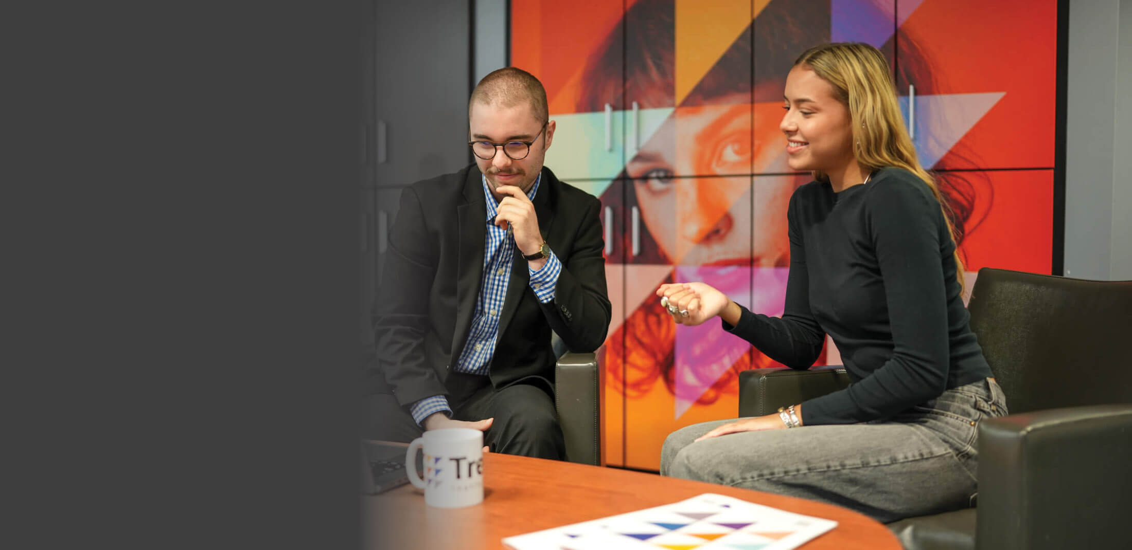 two people in the campus lounge